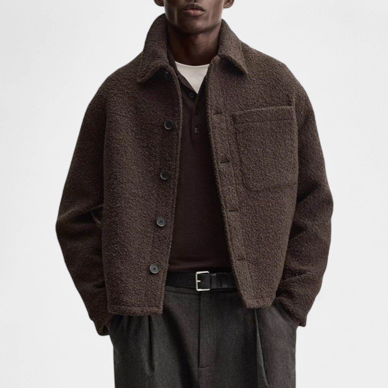 Men's Cozy Wool Shirt - Classic Warm Layering