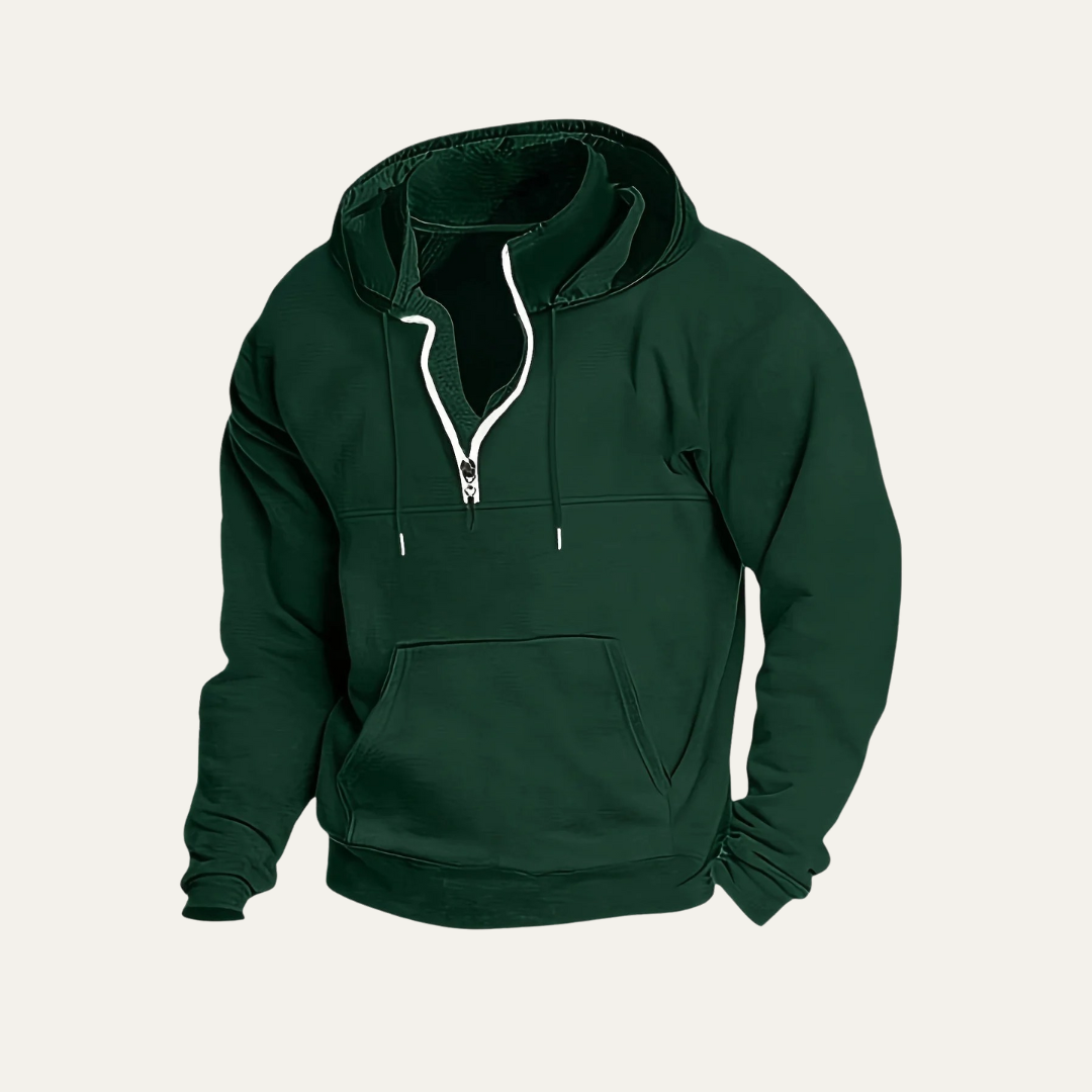 Men’s Utility Pocket Hooded Partial Zip Sweatshirt