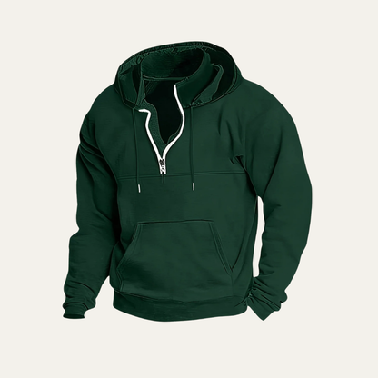 Men’s Utility Pocket Hooded Partial Zip Sweatshirt