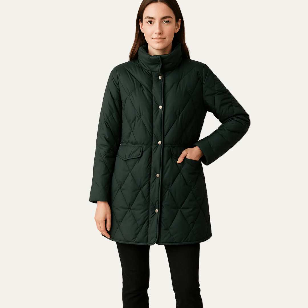 Women’s Diamond Quilted Jacket with Buttons