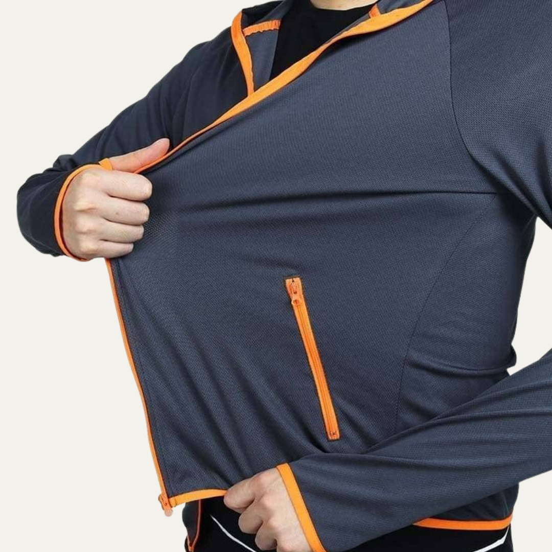 Men’s Stretch Trimmed Full Zip Hooded Athletic Jacket