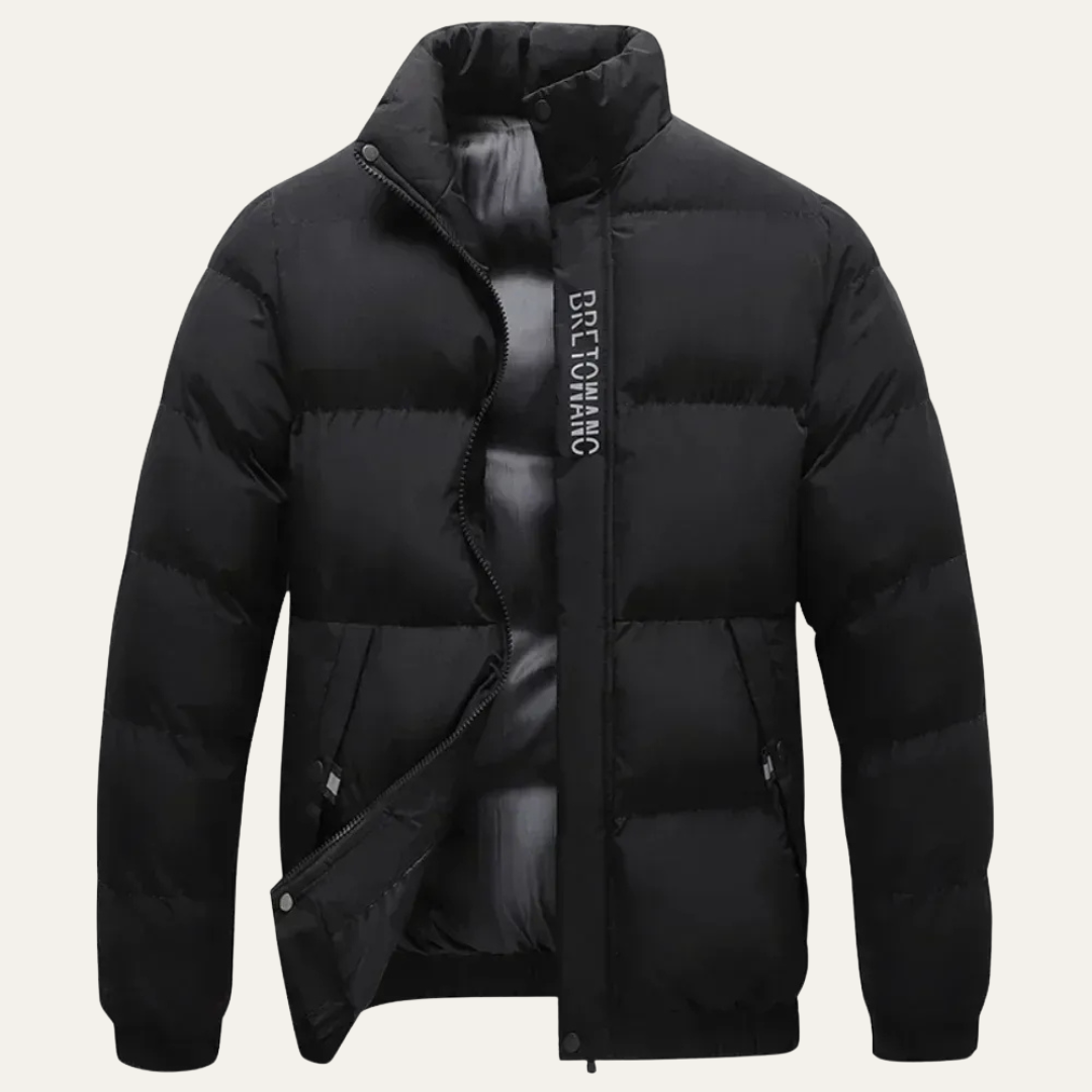Men’s Stand Collar Insulated Puffer Bomber Jacket