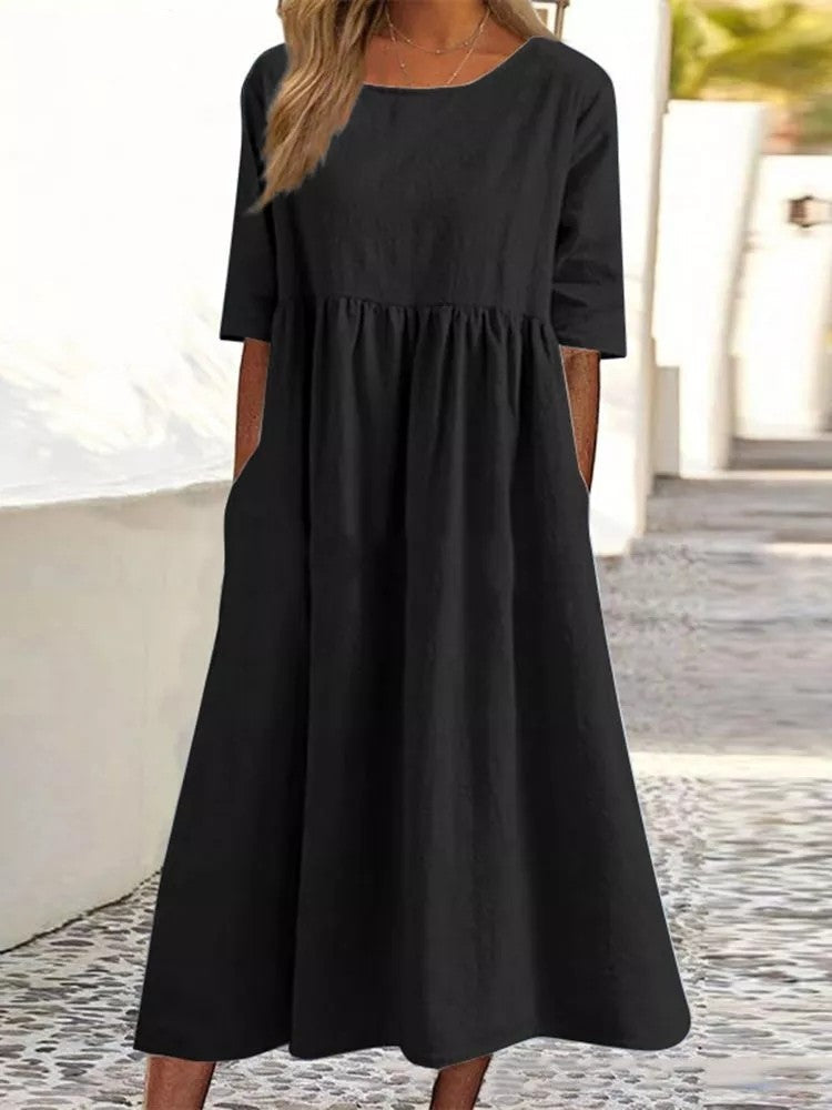 Casual Warm Weather Short Sleeve Midi Dress