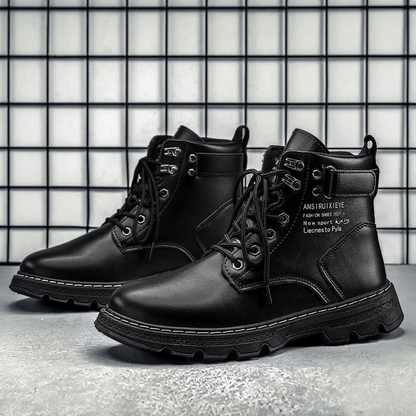 Comfortable Waterproof Black Leather Ankle Boots For Men