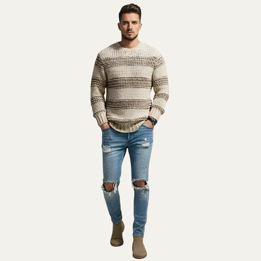 Men’s Chunky Striped Knit Sweater