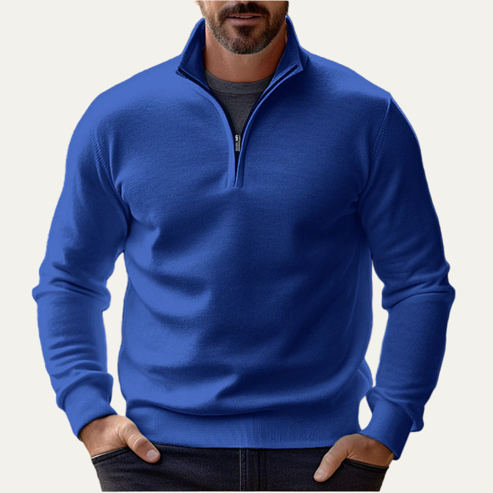 Men’s Stand Collar Quarter Zip Pullover Sweater