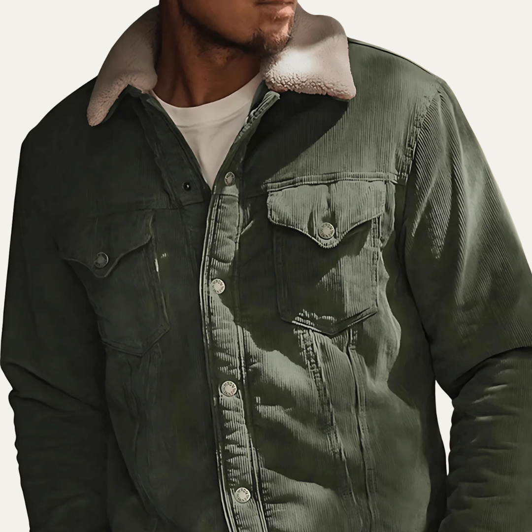 Men’s Corduroy Trucker Jacket with Sherpa Collar