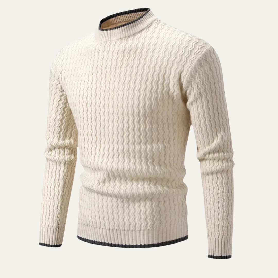 Men's Mock Turtleneck Sweater with Textured Knit Pattern