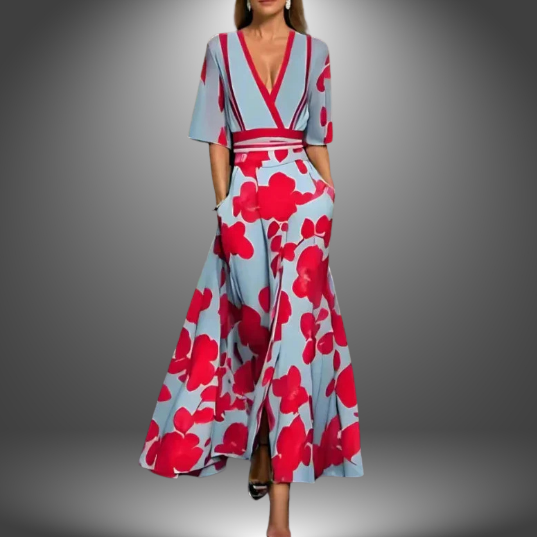 Beautiful Floral Long Dress for Ladies - BritishElegance