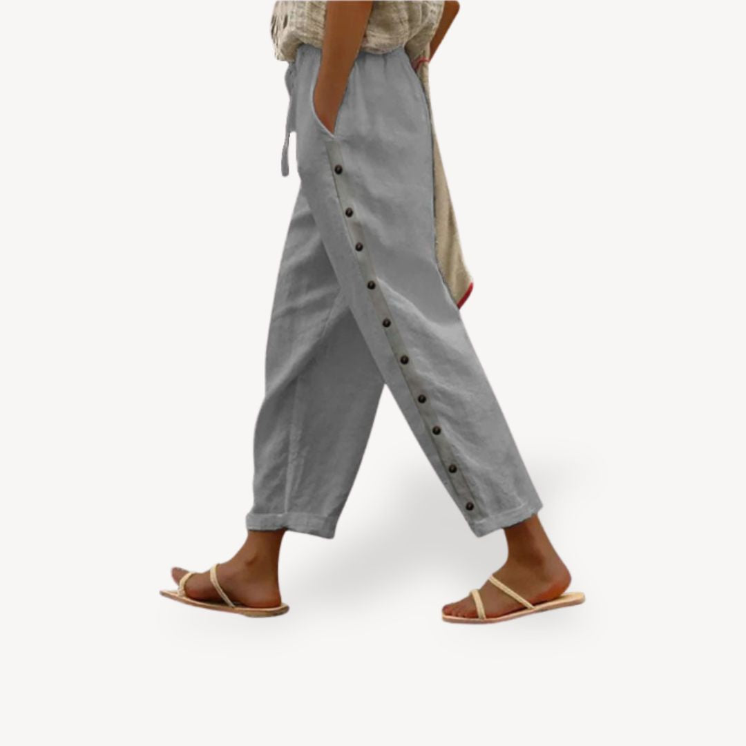 Women's Casual Button-Detail Trousers