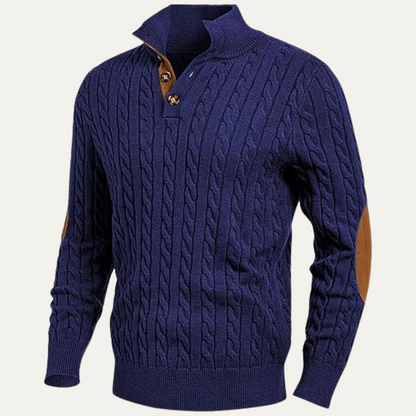 The Stamford Men's Cable Knit Collar Stand Jumper