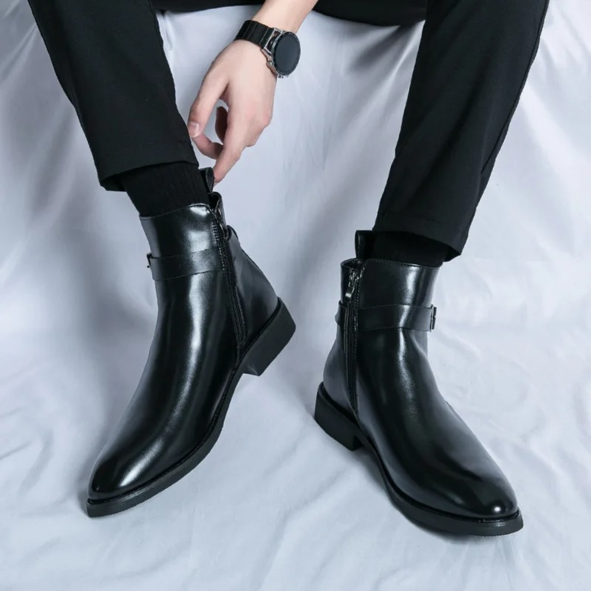 The Franciacorta Men’s Leather Ankle Boots with Side Zip & Non Slip Sole