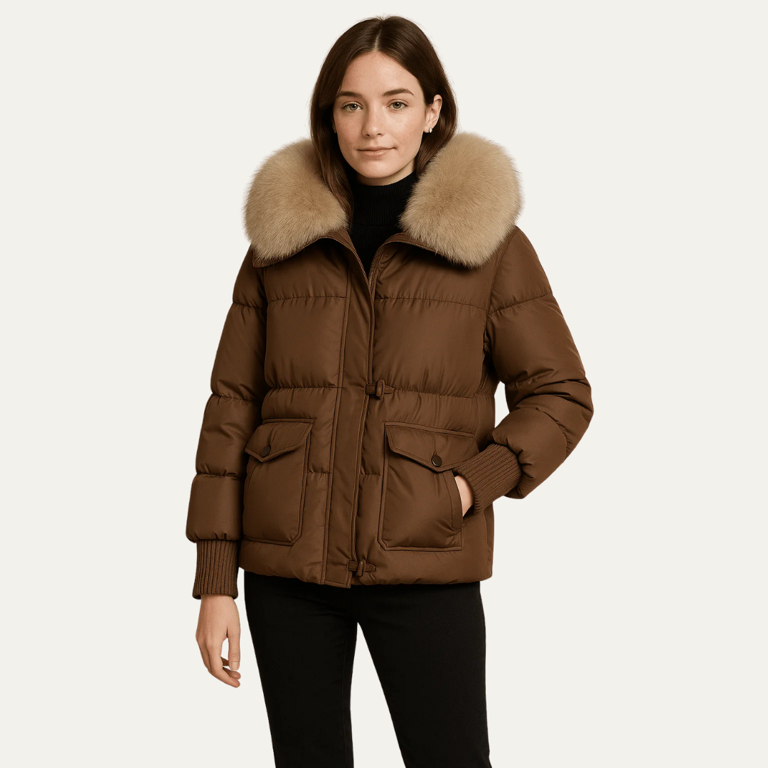 Women’s Fur Quilted Cropped Puffer Jacket