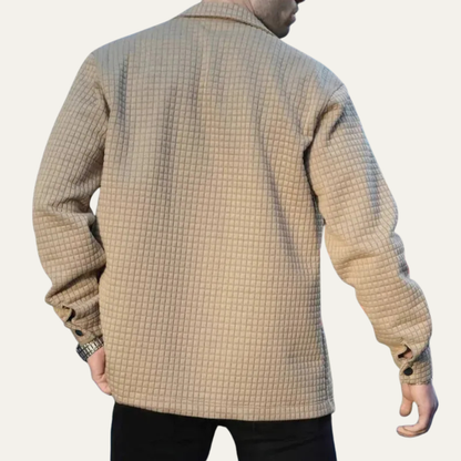 Men’s Quilted Grid Texture Shirt Jacket
