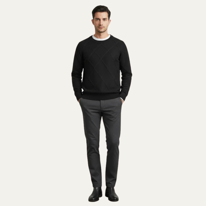 Men’s Diamond Knit Round Neck Sweater