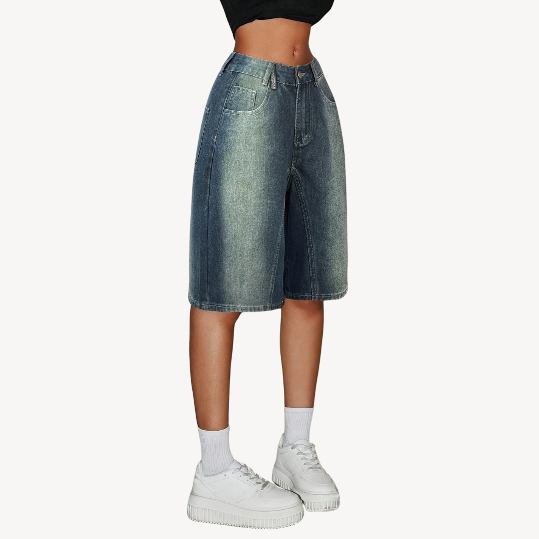 Women's Y2K Denim Bermuda Shorts - Vintage & Comfortable