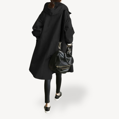 Women's Black Hooded Long Coat
