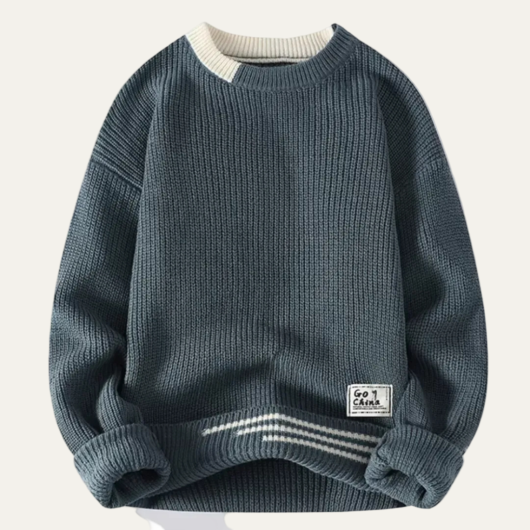 Men’s Ribbed Stripe Trim Sweater