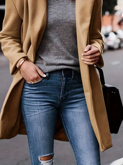 Classic Beige Waterfall Trench Coat for Women - BritishElegance