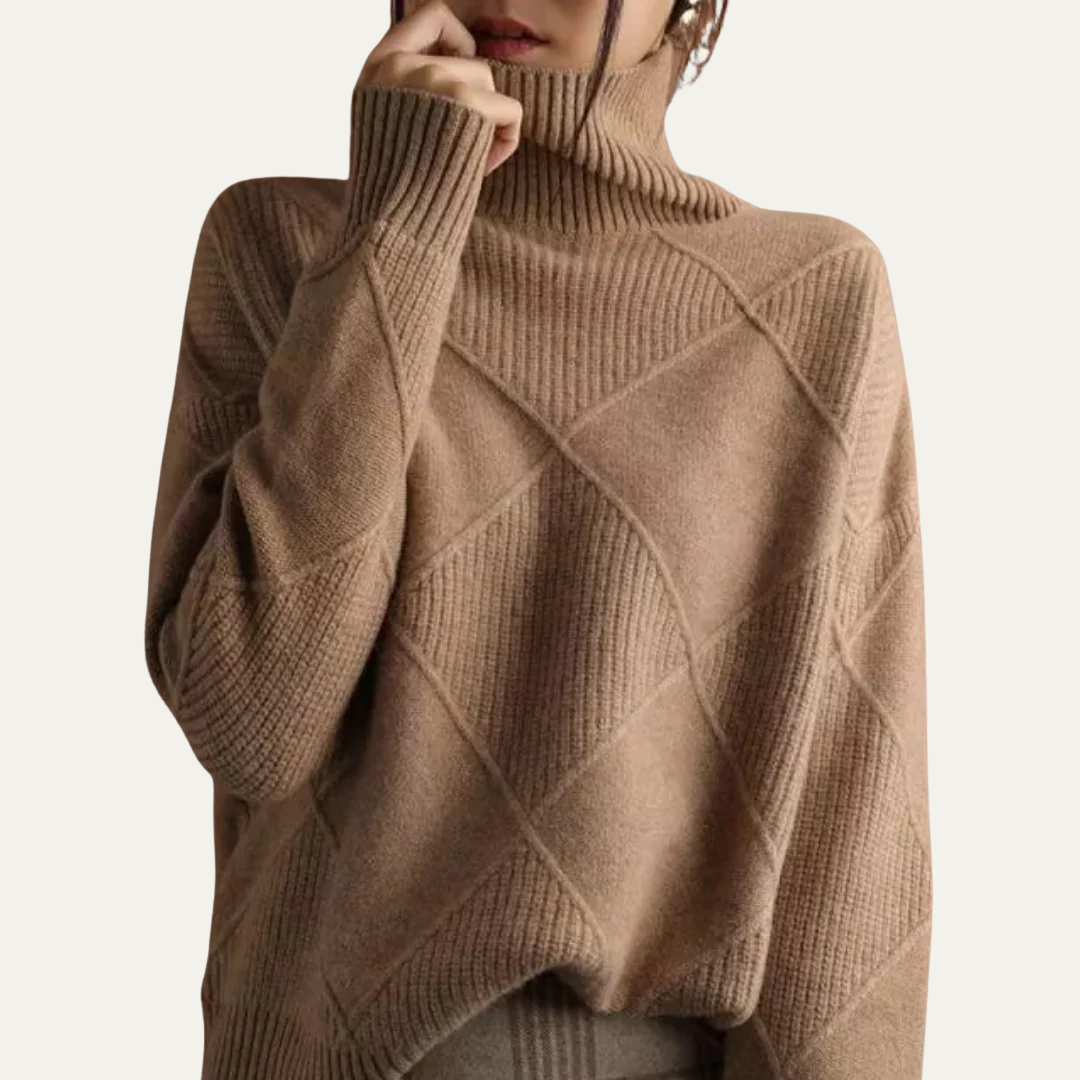 Women’s Diamond-Knit Turtleneck Sweater
