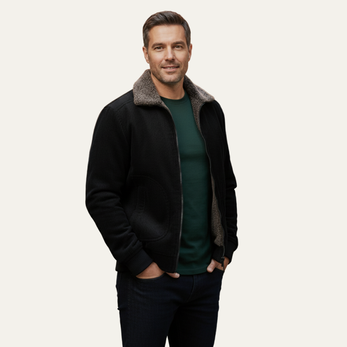 Men’s Cable Knit Long Sleeve Polo Sweater