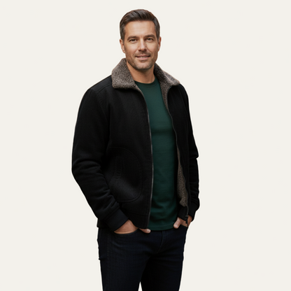 Men’s Cable Knit Long Sleeve Polo Sweater