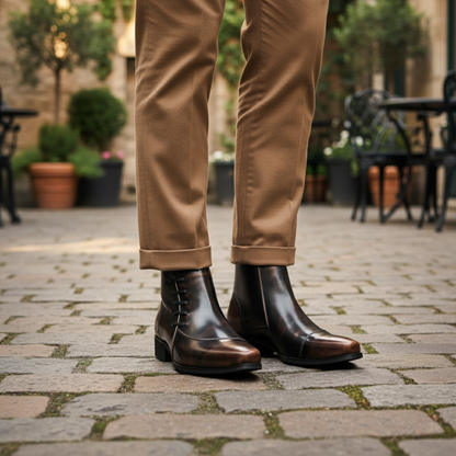 The Paisley Men's Modern Polished Leather Lace Up Chelsea Boots