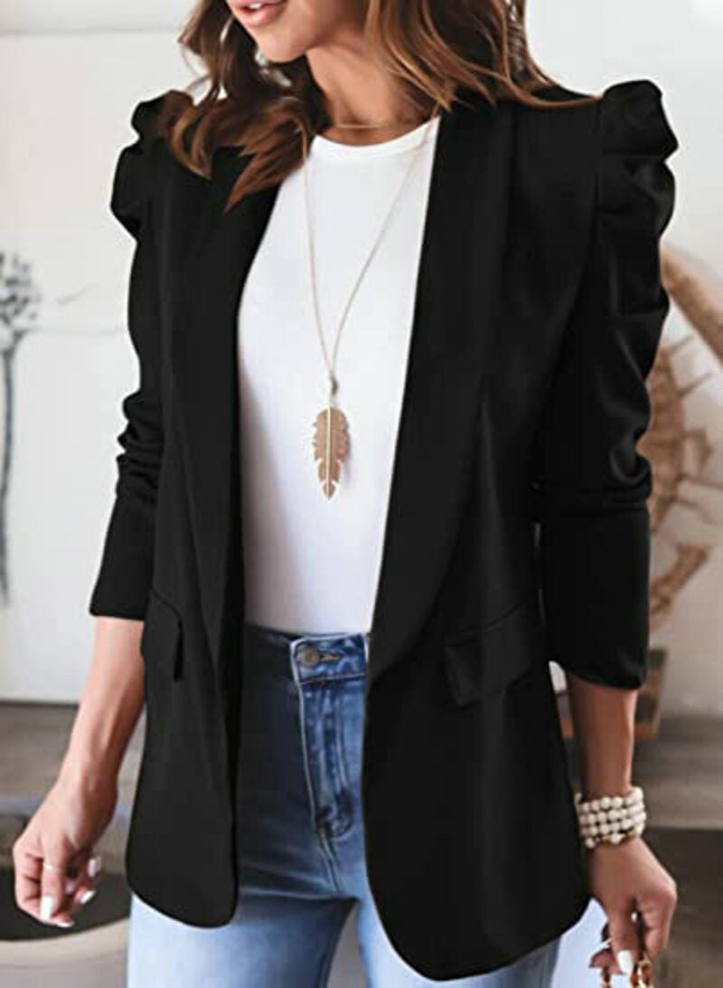 Classic Fit Women's Blazer with Buttons and Pockets