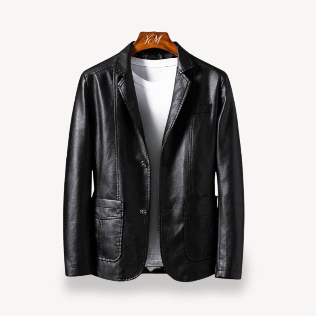 Men's Faux Leather Blazer Jacket