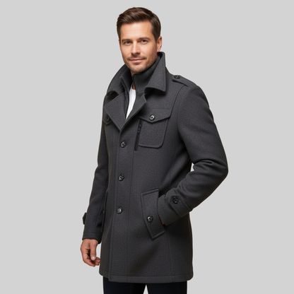 Slim Woolen Business Coat Gray