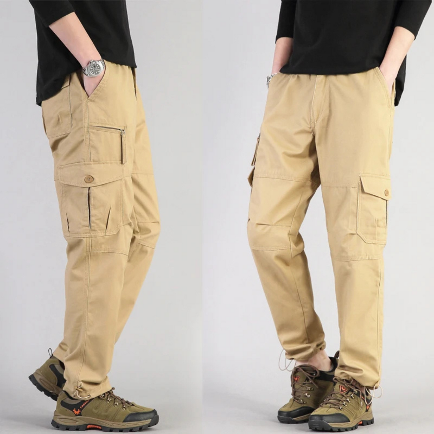 Relaxed Fit Tactical Pants with Elastic Waist