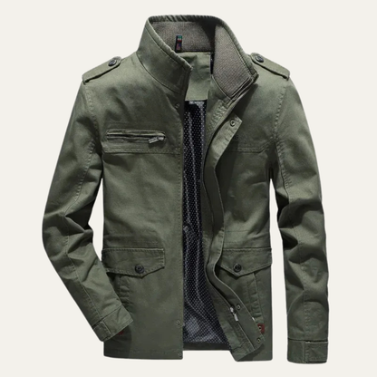 Men’s Military Inspired High Collar Utility Jacket