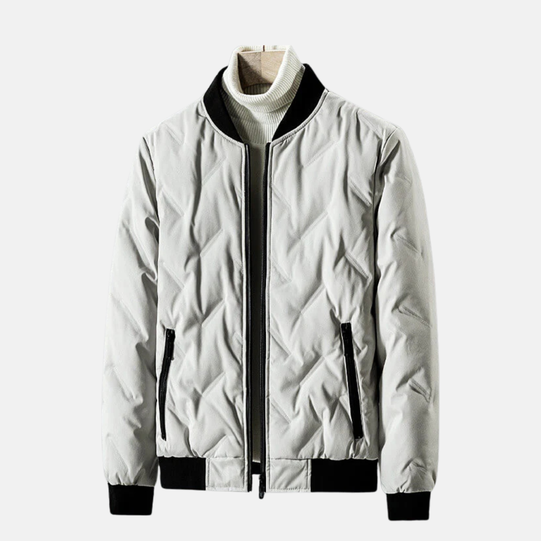 Men’s Quilted Jacket – Regular Fit – Ribbed Collar and Cuffs – Zipper Pockets