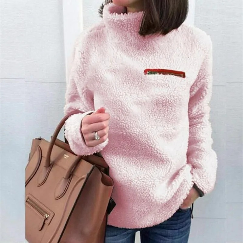 Cozy Women's Zip Up Fleece Sweater for Winter - BritishElegance