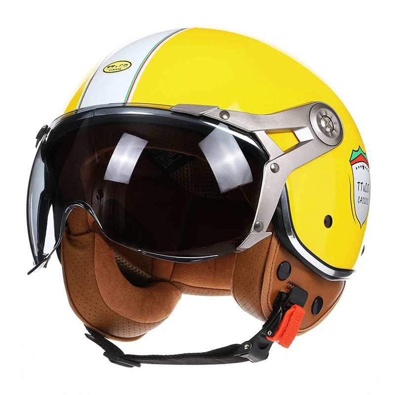 Classic Retro Motorcycle Helmet With Clear Face Shield