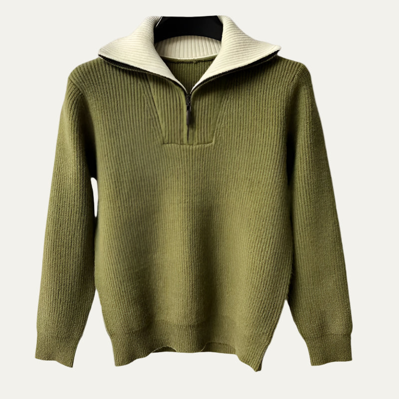 Men’s Ribbed Quarter Zip Knit Sweater