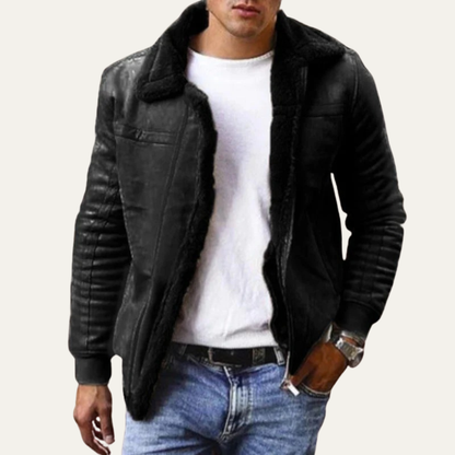 Men’s Shearling Lined Suede Bomber Jacket