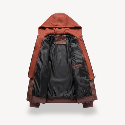 Men’s Leather Jacket with Hoodie