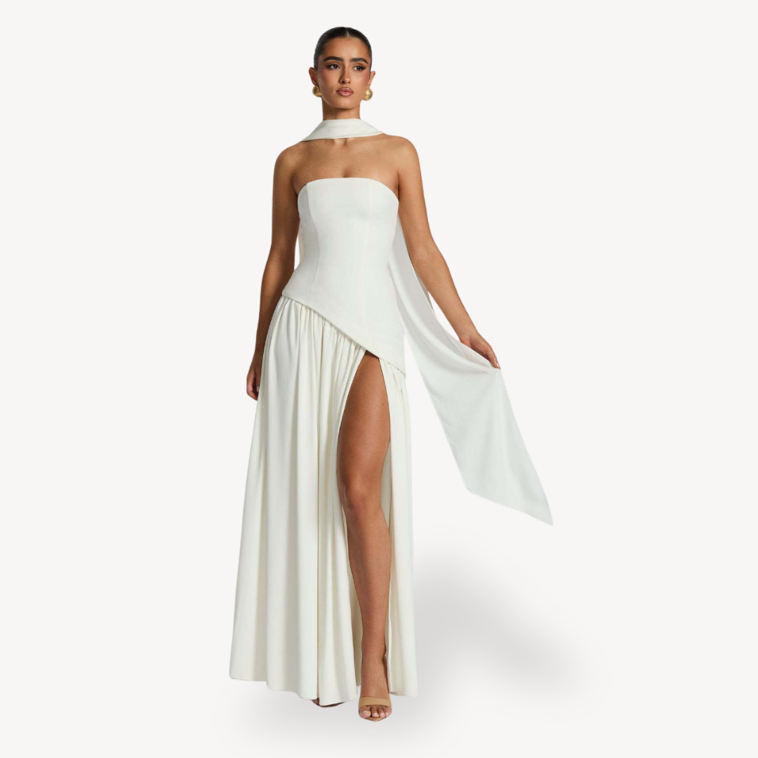 Women's Strapless Slit Maxi Dress