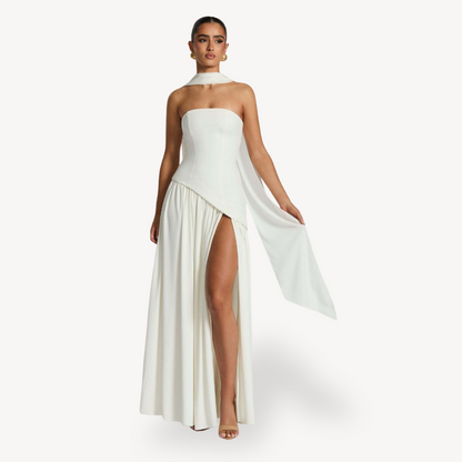 Women's Strapless Slit Maxi Dress