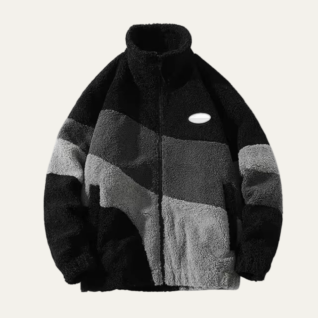 Men’s Cozy Color Block High Neck Fleece Jacket
