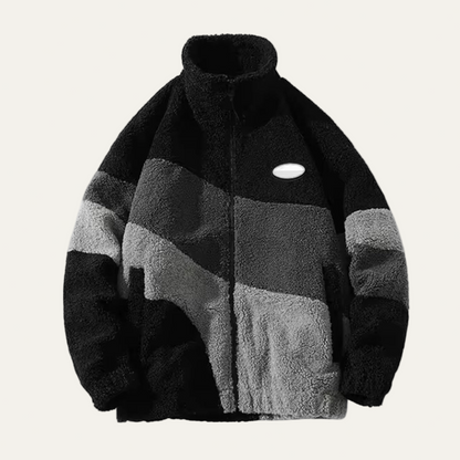 Men’s Cozy Color Block High Neck Fleece Jacket