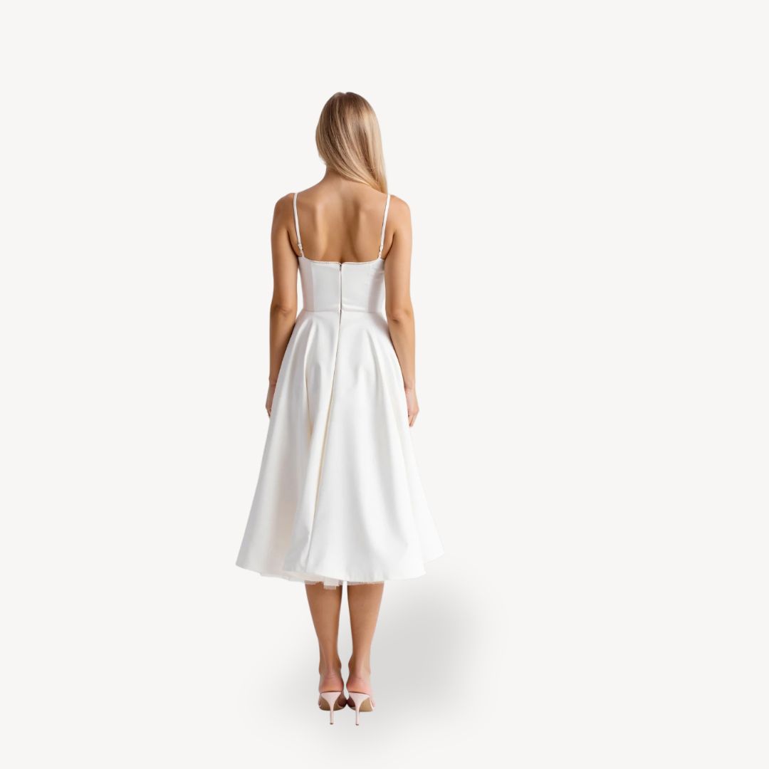 Women's A-Line Midi Dress Cotton Pockets