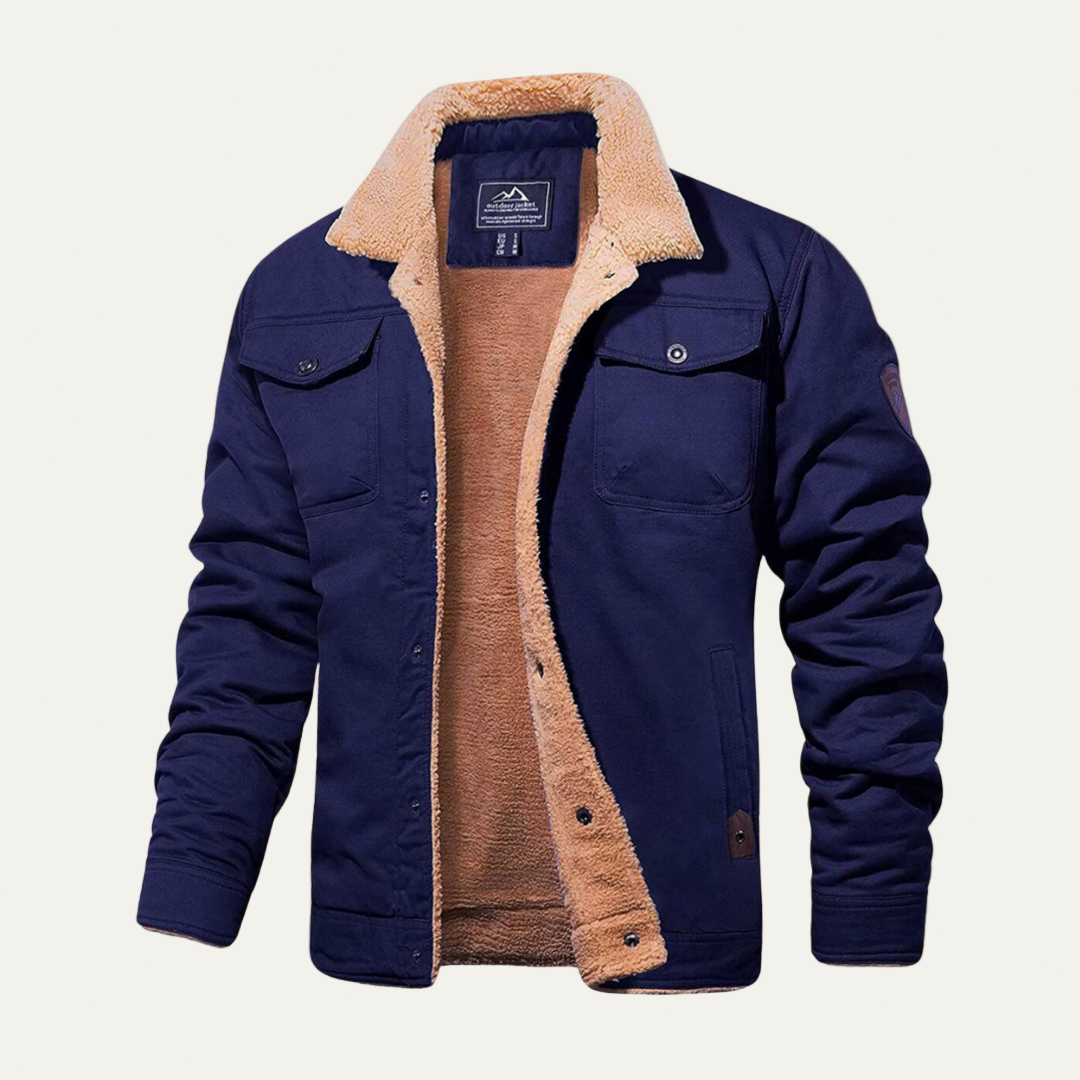 Men’s Heavy Faux Shearling Lined Utility Jacket