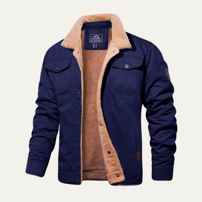 Men’s Heavy Faux Shearling Lined Utility Jacket