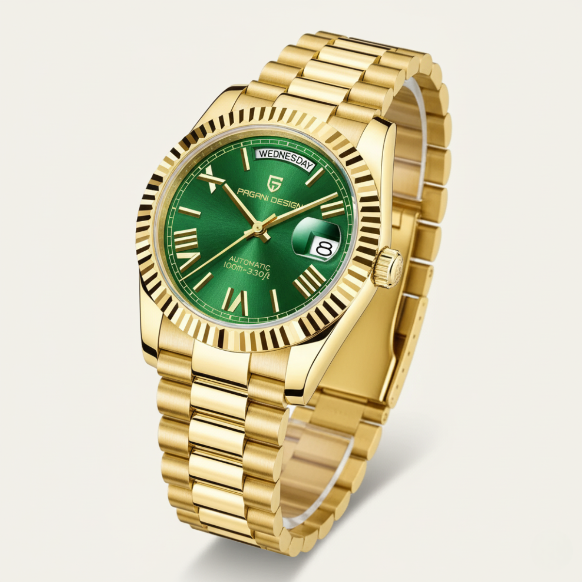 Men’s Automatic Watch with Fluted Bezel and Jubilee Bracelet