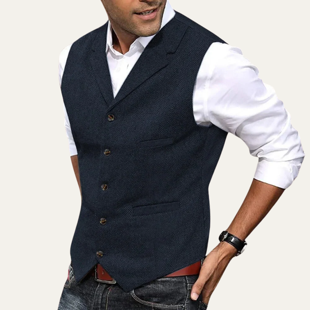 Men’s Herringbone Tailored Waistcoat