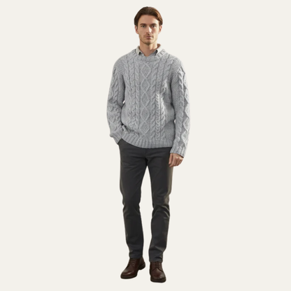 Men’s Chunky Cable Knit Crewneck Sweater