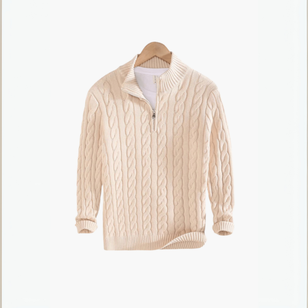 Men’s Heavy Cable Knit Quarter Zip Sweater