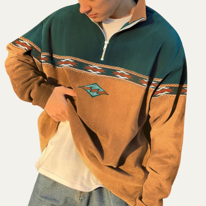 Men’s Color Block Quarter Zip Pullover Sweatshirt